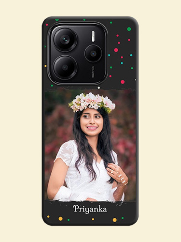 Multicolor Dotted Pattern with Text On Space Black Custom Soft Matte Mobile Back Cover - Redmi Note 14 SE 5G