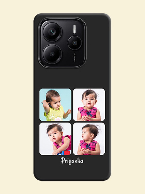 Floral Art with 6 Image Holder on Photo On Space Black Custom Soft Matte Mobile Back Cover - Redmi Note 14 SE 5G