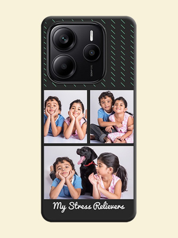 Cross Dotted Pattern with 2 Image Holder On Space Black Custom Soft Matte Mobile Back Cover - Redmi Note 14 SE 5G