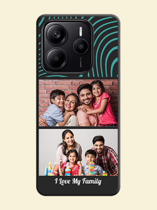 Wave Pattern with 2 Image Holder On Space Black Custom Soft Matte Mobile Back Cover - Redmi Note 14 SE 5G