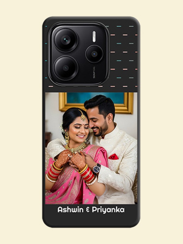 Line Pattern Design with Text On Space Black Custom Soft Matte Mobile Back Cover - Redmi Note 14 SE 5G
