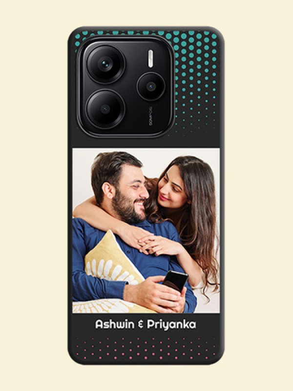 Faded Dots with Grunge Photo Frame and Text On Space Black Custom Soft Matte Mobile Back Cover - Redmi Note 14 SE 5G