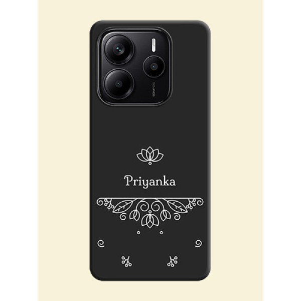 Lotus Garden Custom Text On Space Black Custom Soft Matte Mobile Back Cover - Redmi Note 14 SE 5G Lotus Garden Custom Text On Space Black Custom Soft Matte Mobile Back Cover - Redmi Note 14 SE 5G