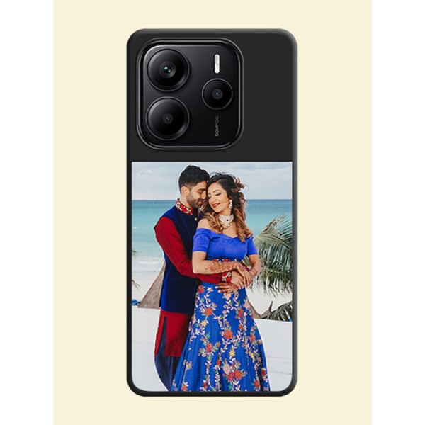 Image Upload With Space Black Color On Custom Soft Matte Mobile Back Cover - Xiaomi Redmi Note 14 Se 5G