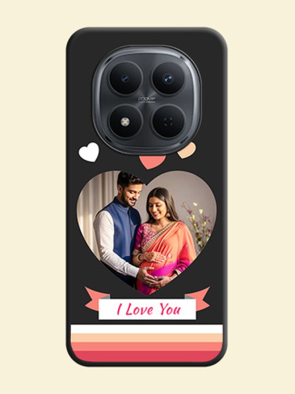 Love Shaped Photo with Colorful Stripes On Space Black Custom Soft Matte Mobile Back Cover - Xiaomi Redmi Note 15 5G