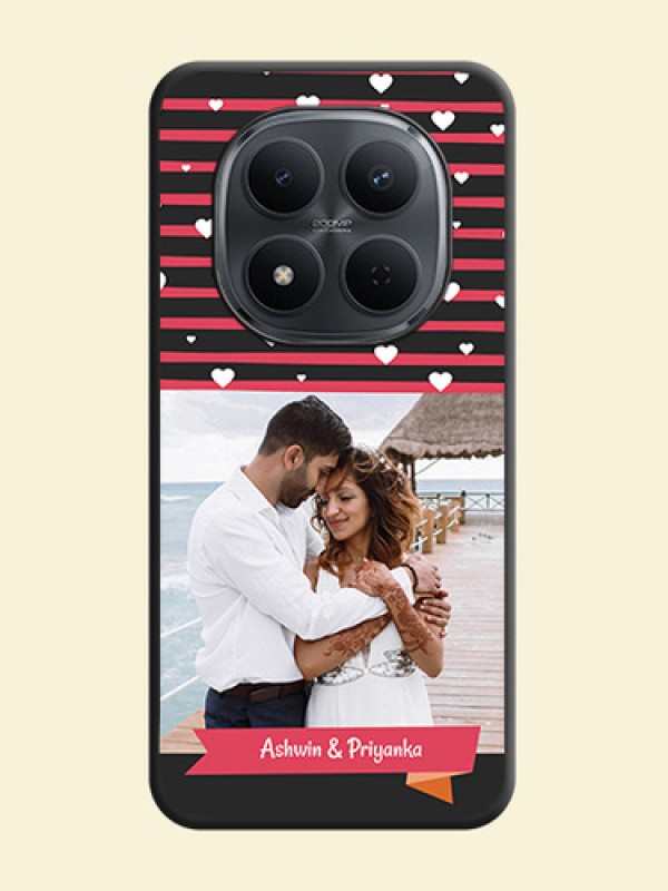 White Color Love Symbols with Pink Lines Pattern On Space Black Custom Soft Matte Mobile Back Cover - Xiaomi Redmi Note 15 Pro 5G