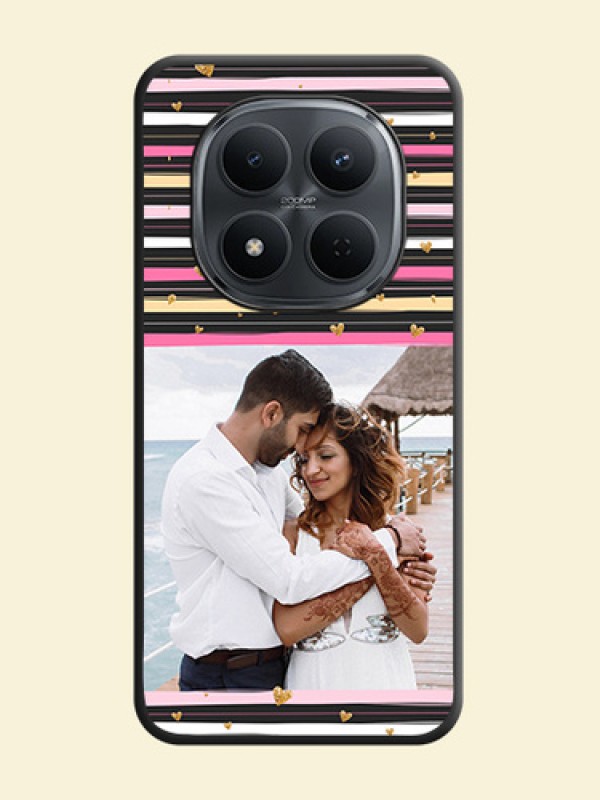 Multicolor Lines and Golden Love Symbols Design on Photo On Space Black Custom Soft Matte Mobile Back Cover - Xiaomi Redmi Note 15 Pro 5G