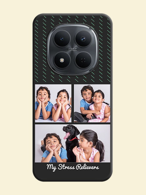 Cross Dotted Pattern with 2 Image Holder On Space Black Custom Soft Matte Mobile Back Cover - Xiaomi Redmi Note 15 Pro 5G