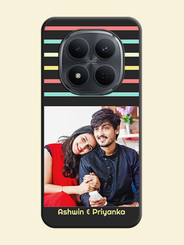 Color Stripes with Photo and Text on Photo On Space Black Custom Soft Matte Mobile Back Cover - Xiaomi Redmi Note 15 Pro 5G