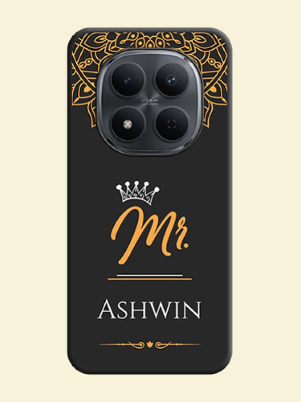 Mr Name with Floral Design On Space Black Custom Soft Matte Mobile Back Cover - Xiaomi Redmi Note 15 Pro 5G