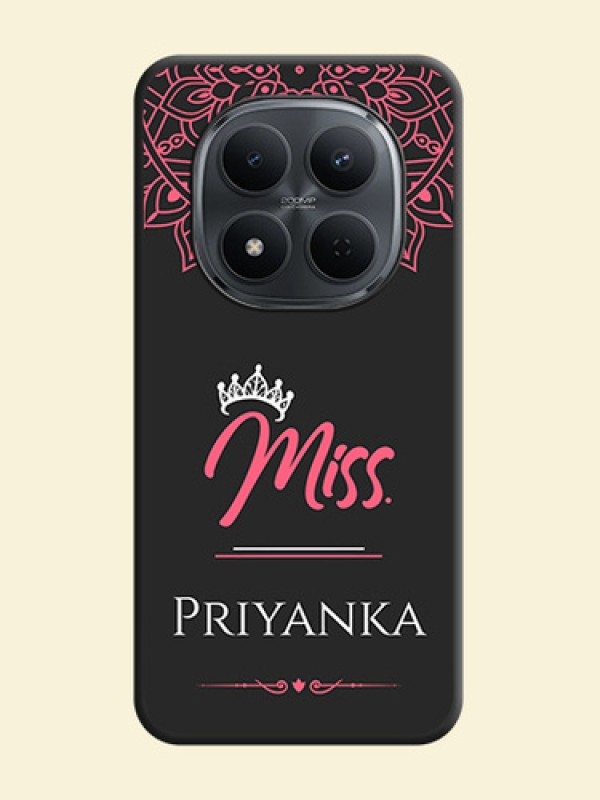 Mrs Name with Floral Design On Space Black Custom Soft Matte Mobile Back Cover - Xiaomi Redmi Note 15 Pro 5G
