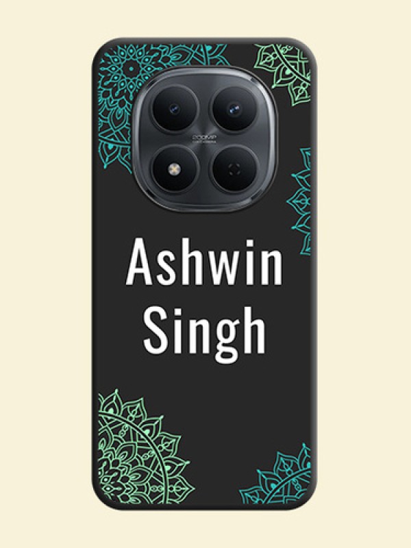Your Name with Floral Design On Space Black Custom Soft Matte Mobile Back Cover - Xiaomi Redmi Note 15 Pro 5G