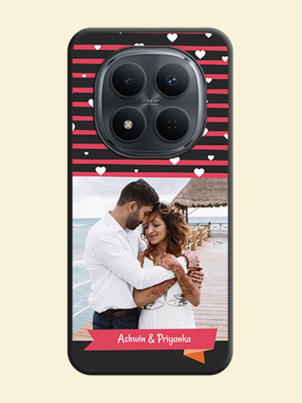 White Color Love Symbols with Pink Lines Pattern On Space Black Custom Soft Matte Mobile Back Cover - Xiaomi Redmi Note 15 Pro Plus 5G