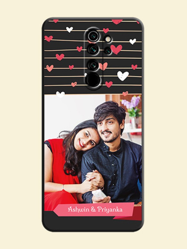 Love Pattern with Name on Pink Ribbon  - Photo on Space Black Soft Matte Back Cover - Redmi Note 8 Pro