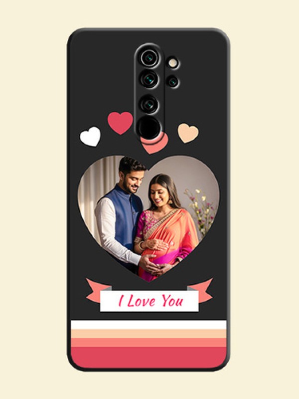 Love Shaped Photo with Colorful Stripes on Personalised Space Black Soft Matte Cases - Redmi Note 8 Pro