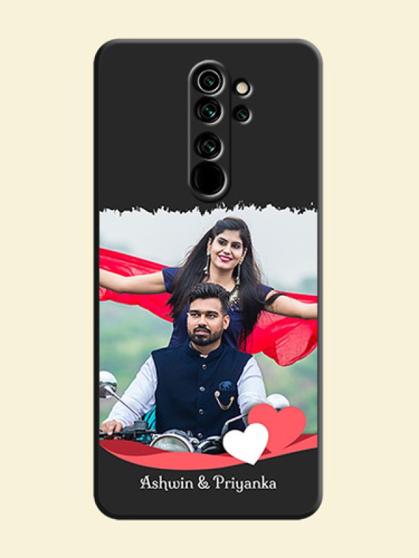 Pink Color Love Shaped Ribbon Design with Text on Space Black Custom Soft Matte Phone Back Cover - Redmi Note 8 Pro