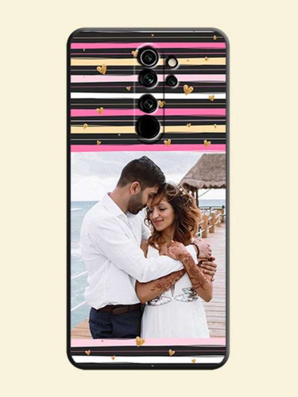 Multicolor Lines and Golden Love Symbols Design - Photo on Space Black Soft Matte Mobile Cover - Redmi Note 8 Pro