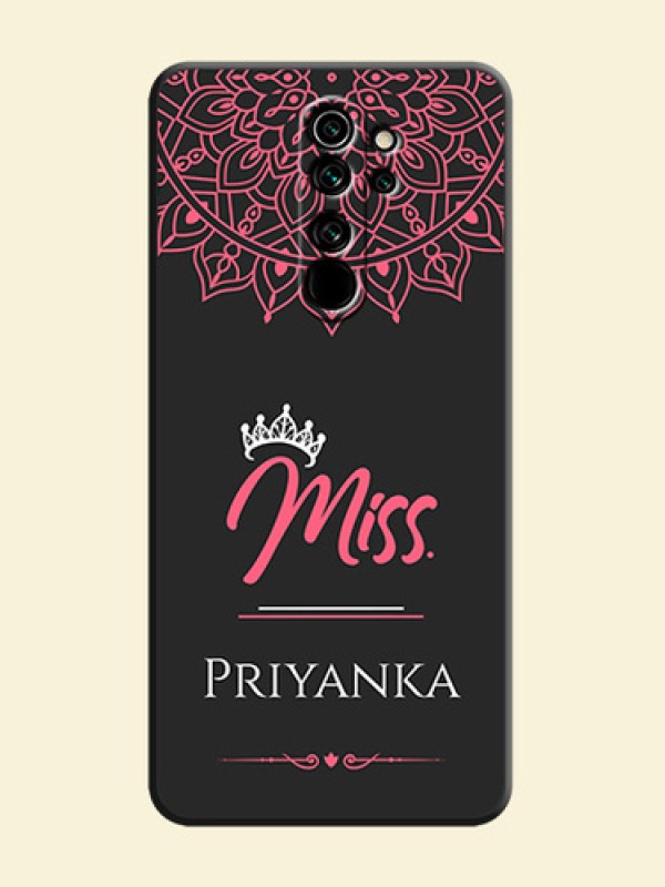 Mrs Name with Floral Design on Space Black Personalized Soft Matte Phone Covers - Redmi Note 8 Pro