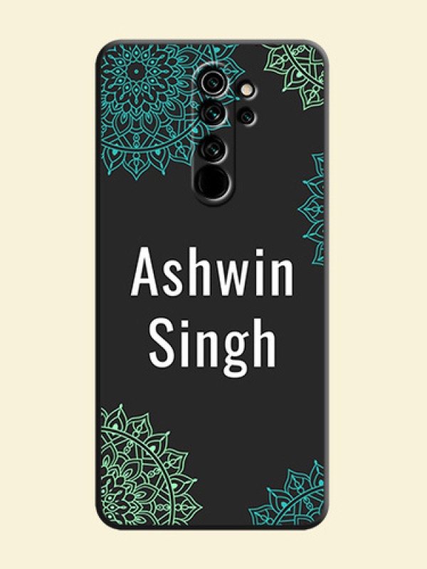 Your Name with Floral Design on Space Black Custom Soft Matte Back Cover - Redmi Note 8 Pro