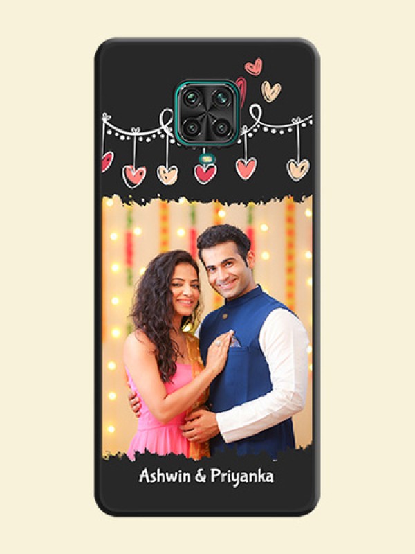 Pink Love Hangings with Name on Space Black Custom Soft Matte Phone Cases - Redmi Note 9 Pro Max