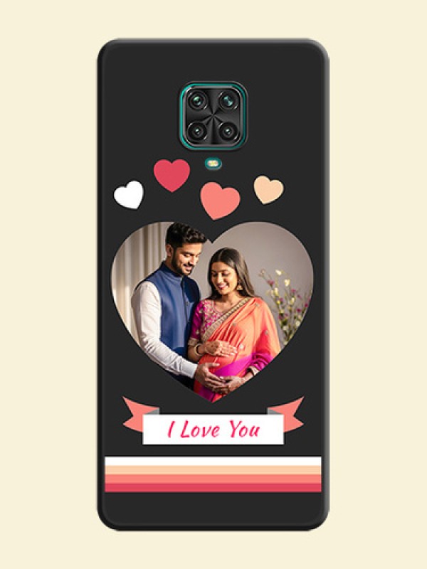 Love Shaped Photo with Colorful Stripes on Personalised Space Black Soft Matte Cases - Redmi Note 9 Pro Max