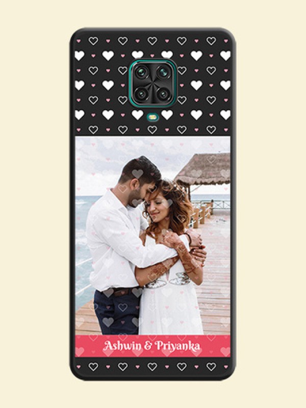 White Color Love Symbols with Text Design on Photo on Space Black Soft Matte Phone Cover - Redmi Note 9 Pro Max