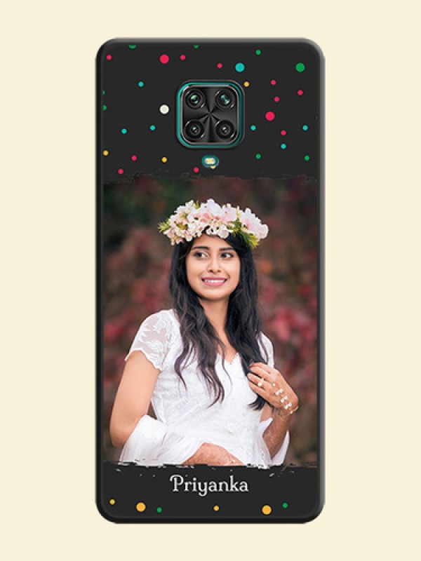 Multicolor Dotted Pattern with Text on Space Black Custom Soft Matte Phone Back Cover - Redmi Note 9 Pro Max