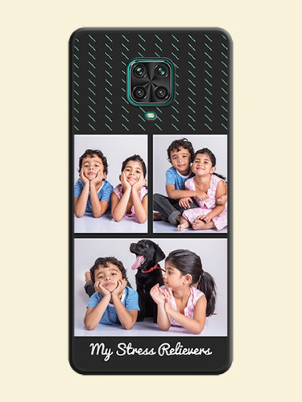 Cross Dotted Pattern with 2 Image Holder  on Personalised Space Black Soft Matte Cases - Redmi Note 9 Pro Max