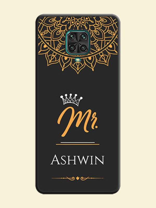 Mr Name with Floral Design  on Personalised Space Black Soft Matte Cases - Redmi Note 9 Pro Max