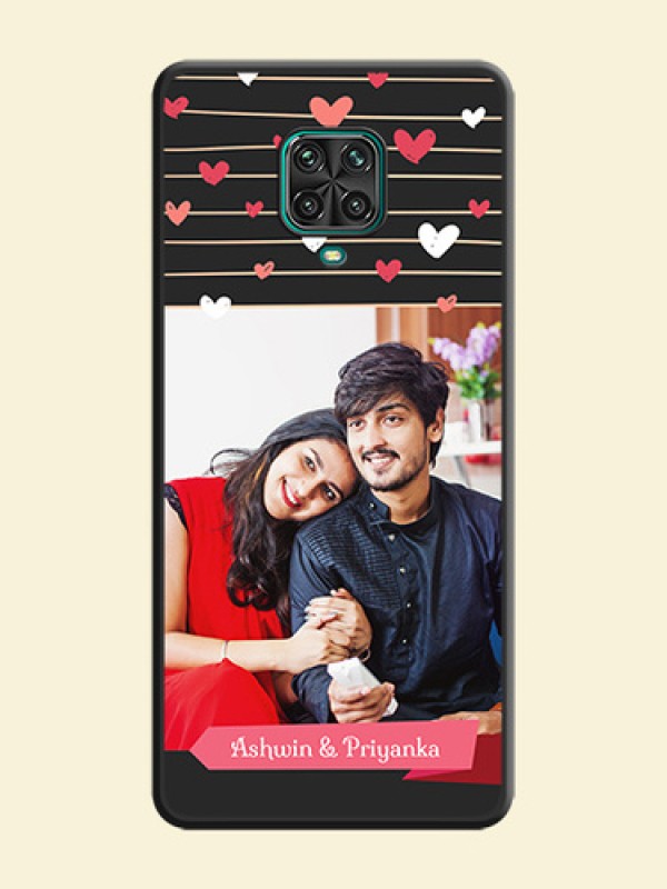 Love Pattern with Name on Pink Ribbon  on Photo on Space Black Soft Matte Back Cover - Redmi Note 9 Pro