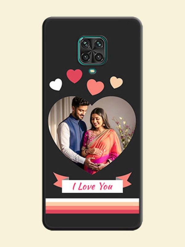 Love Shaped Photo with Colorful Stripes on Personalised Space Black Soft Matte Cases - Redmi Note 9 Pro