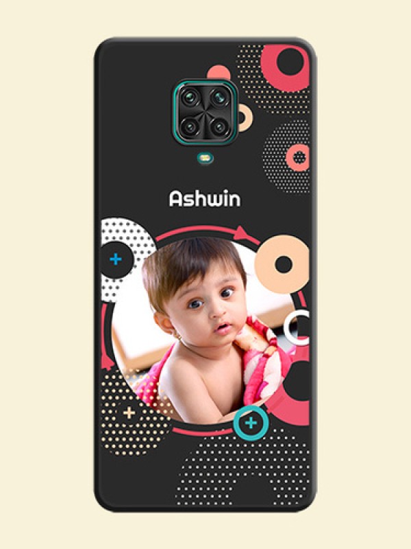 Multicoloured Round Image on Personalised Space Black Soft Matte Cases - Redmi Note 9 Pro