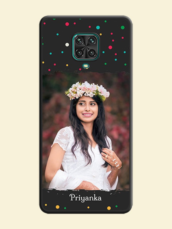 Multicolor Dotted Pattern with Text on Space Black Custom Soft Matte Phone Back Cover - Redmi Note 9 Pro
