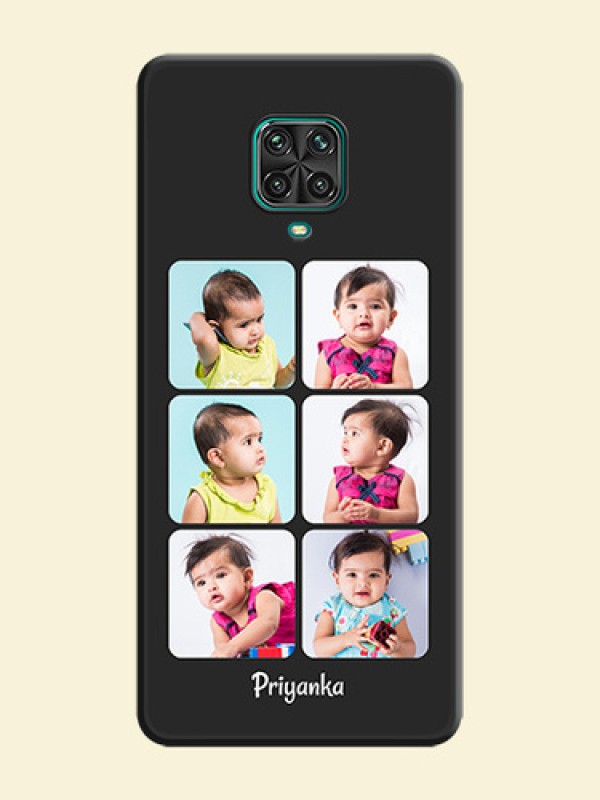 Floral Art with 6 Image Holder on Photo on Space Black Soft Matte Mobile Case - Redmi Note 9 Pro