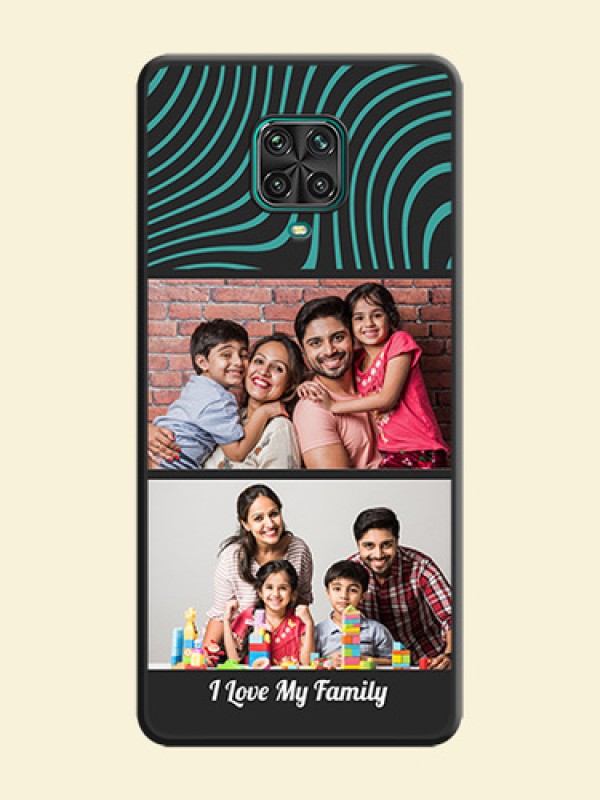 Wave Pattern with 2 Image Holder on Space Black Personalized Soft Matte Phone Covers - Redmi Note 9 Pro