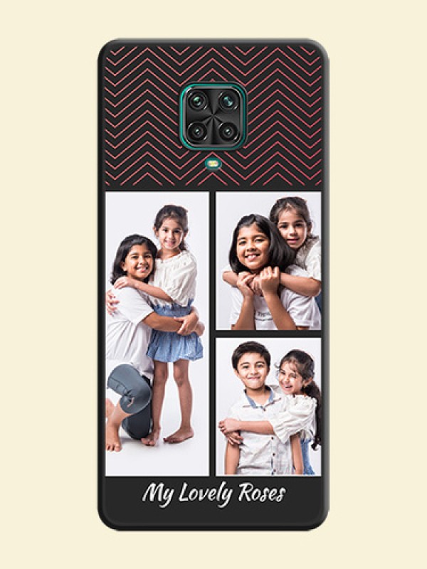 Wave Pattern with 3 Image Holder on Space Black Custom Soft Matte Back Cover - Redmi Note 9 Pro