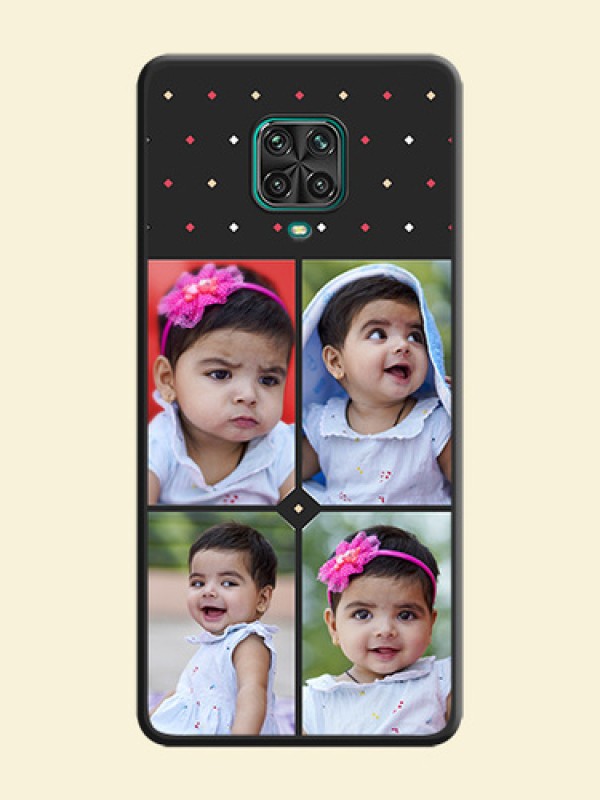 Multicolor Dotted Pattern with 4 Image Holder on Space Black Custom Soft Matte Phone Cases - Redmi Note 9 Pro