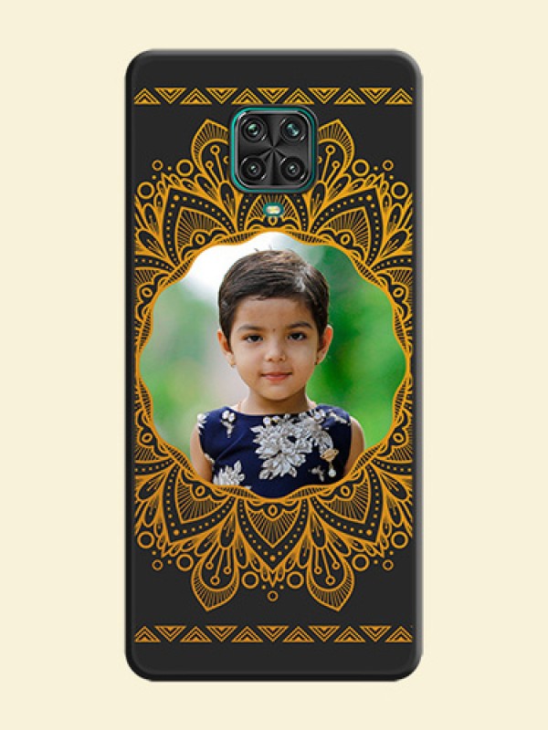 Round Image with Floral Design on Photo on Space Black Soft Matte Mobile Cover - Redmi Note 9 Pro