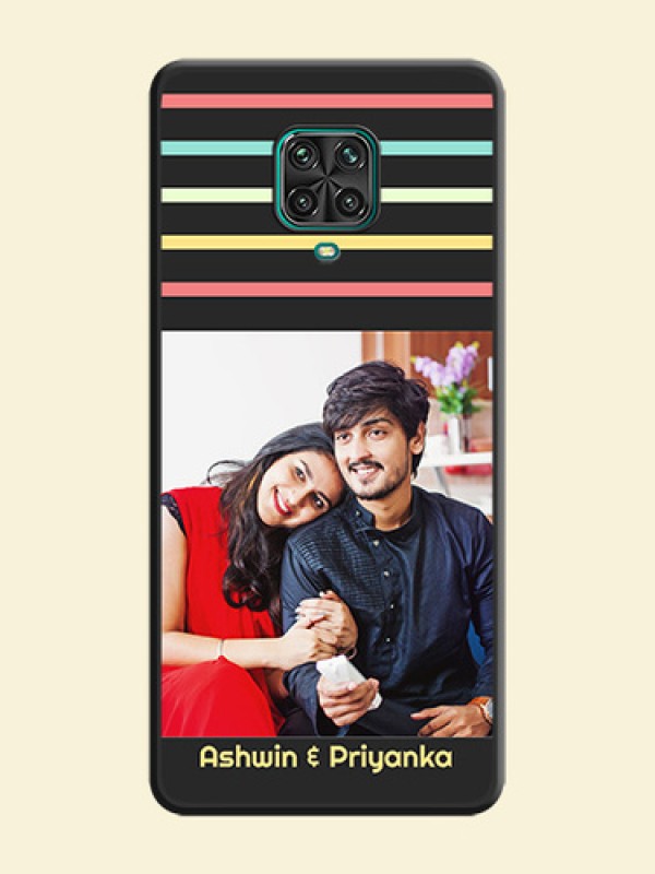 Color Stripes with Photo and Text on Photo on Space Black Soft Matte Mobile Case - Redmi Note 9 Pro