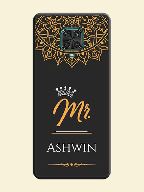 Mr Name with Floral Design  on Personalised Space Black Soft Matte Cases - Redmi Note 9 Pro