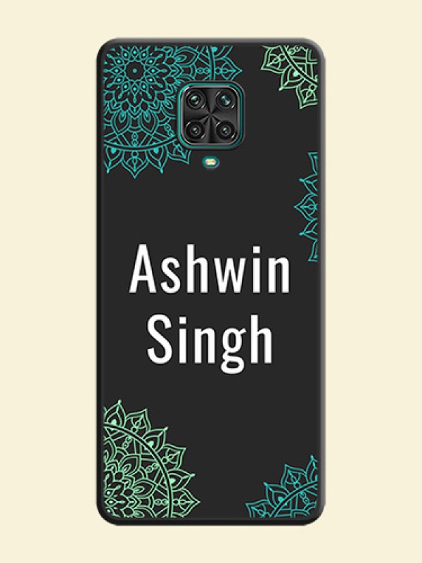 Your Name with Floral Design on Space Black Custom Soft Matte Back Cover - Redmi Note 9 Pro