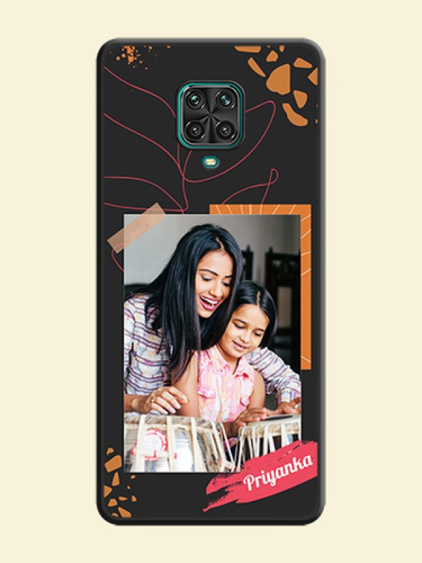 Orange Photo Frame on Space Black Custom Soft Matte Phone Back Cover - Redmi Note 9 Pro