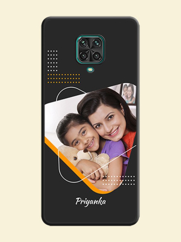 Yellow Triangle on Photo on Space Black Soft Matte Phone Cover - Redmi Note 9 Pro