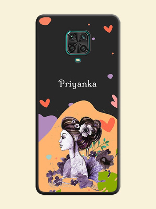 Namecase For Her With Fancy Lady Image On Space Black Personalized Soft Matte Phone Covers -Xiaomi Redmi Note 9 Pro