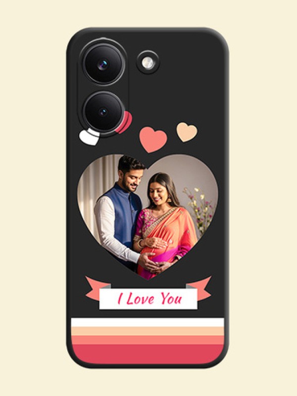 Love Shaped Photo with Colorful Stripes On Space Black Custom Soft Matte Mobile Back Cover - Xiaomi Redmi Turbo 5