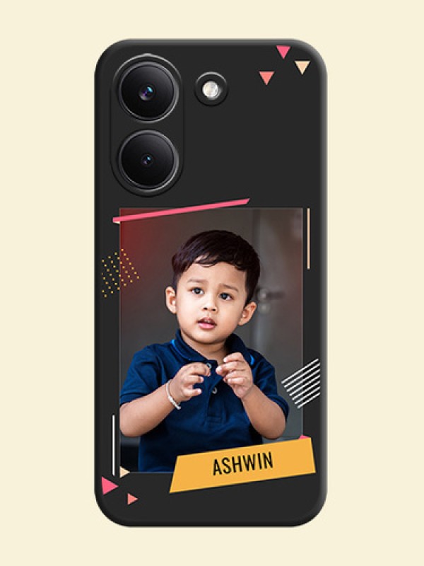 Photo Frame with Triangle Small Dots on Photo On Space Black Custom Soft Matte Mobile Back Cover - Xiaomi Redmi Turbo 5