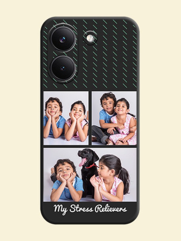 Cross Dotted Pattern with 2 Image Holder On Space Black Custom Soft Matte Mobile Back Cover - Xiaomi Redmi Turbo 5