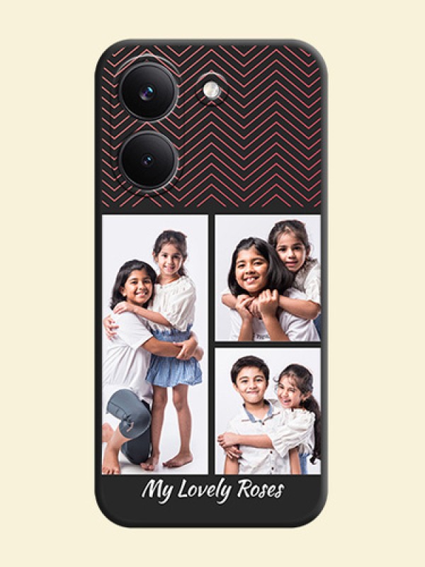 Wave Pattern with 3 Image Holder On Space Black Custom Soft Matte Mobile Back Cover - Xiaomi Redmi Turbo 5