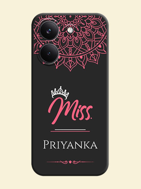 Mrs Name with Floral Design On Space Black Custom Soft Matte Mobile Back Cover - Xiaomi Redmi Turbo 5