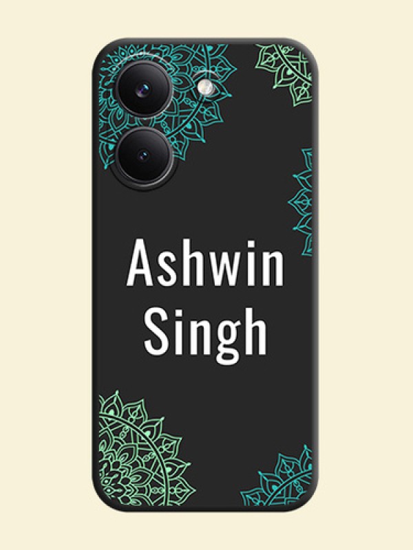 Your Name with Floral Design On Space Black Custom Soft Matte Mobile Back Cover - Xiaomi Redmi Turbo 5